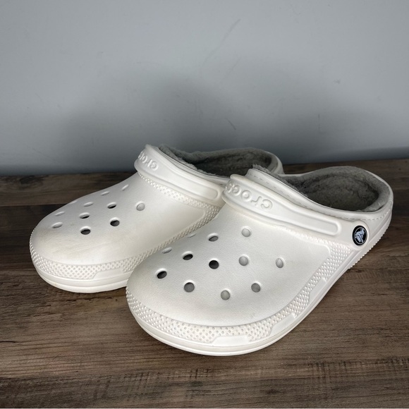 Crocs Classic Lined Clog White/Gray (9) - Picture 1 of 7